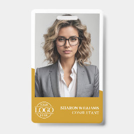 Modern Mustard Yellow Employee Photo Company Logo Ausweis