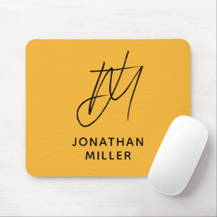 Modern Mustard Yellow Monogram Mousepad