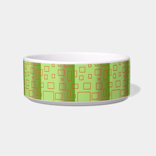 Modern Muster Green Geometric Keramik Pet Bowl Napf (Vorderseite)