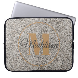 Modern Muster Monogram Ihr Name Concrete Gold Laptopschutzhülle
