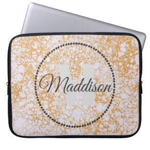 Modern Muster Monogramm Ihr Name Marmor Laptopschutzhülle