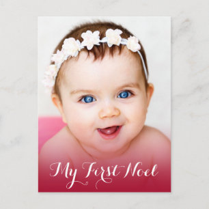 Modern My First Christmas Baby Foto Red Feiertagspostkarte