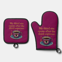 Modern Mystic Coffee Art My third eye collection Ofenhandschuh & Topflappen-Set
