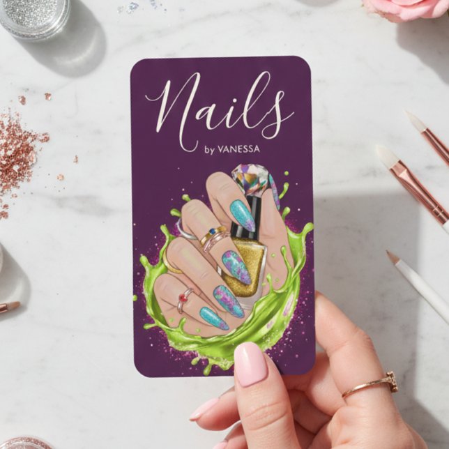 Modern Nail Art Studio Stylish Manicurist Artist Visitenkarte (Von Creator hochgeladen)