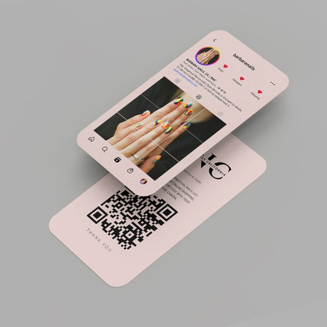 Modern Nail Artist Beauty Salon Instagram Pink Visitenkarte (Modern Nail Artist Beauty Salon Instagram Pink Business Card
)