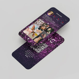 Modern Nail Artist Black Instagram Pink Glitzer Visitenkarte