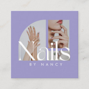 Modern Nail Salon Foto Collage Lilac Quadratische Visitenkarte