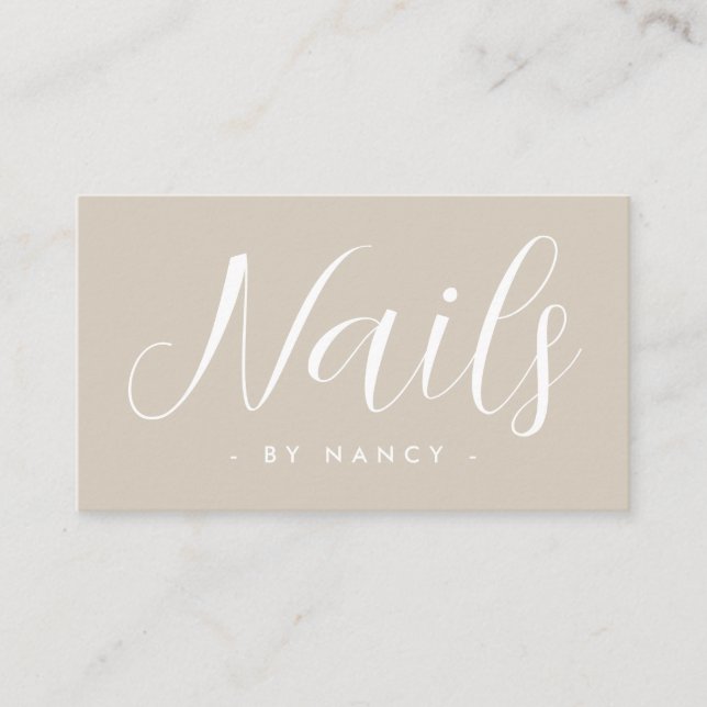 Modern Nail Salon Typography Script  Visitenkarte (Vorderseite)