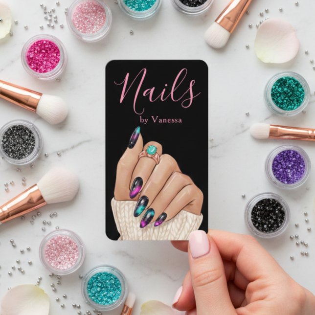 Modern Nail Technician Nails Art Salon Qr Code Visitenkarte (Von Creator hochgeladen)