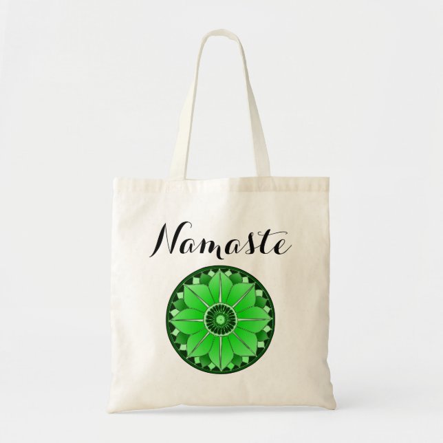 Modern Namaste Green Mandala Tragetasche (Vorne)