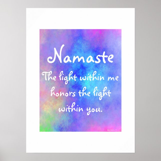 Modern Namaste Meditation Yoga Farbenfrohe Wasserf Poster (Vorne)