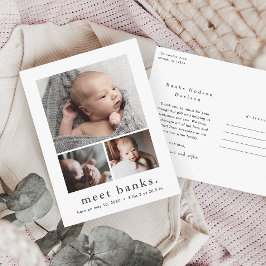 Modern Name Foto Collage Baby Vielen Dank Postkarte