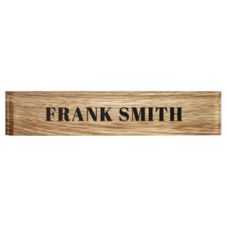 Modern Name Oak Wood Photo Namensplakette