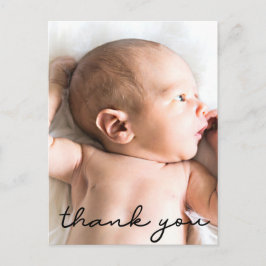 Modern Name Vertical baby Foto Birth Danke Postkarte