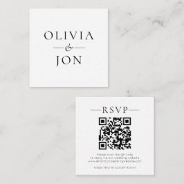 Modern Names QR Code Black White Wedding RSVP Begleitkarte