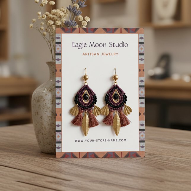 Modern Native Tribal Earring Jewelry Display Card Visitenkarte (Von Creator hochgeladen)