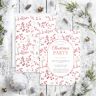 Modern Natural Red Berry Christmas Party Einladung