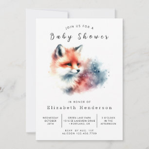 Modern Nature Theme Fox Babydusche Einladung