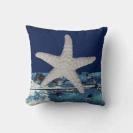 Modern Nautic Navy Blue Beach Starfish Kissen