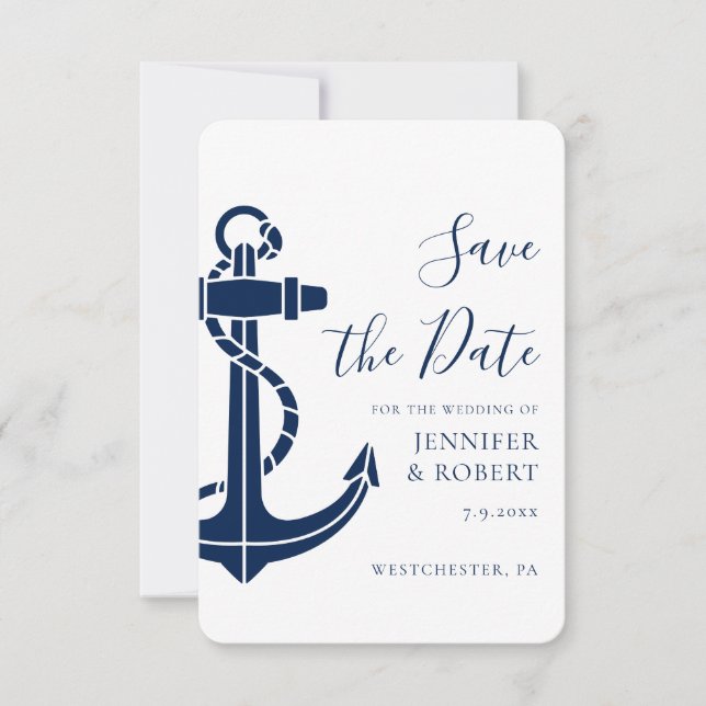 Modern Nautical Anchor Wedding Save the Date (Vorderseite)