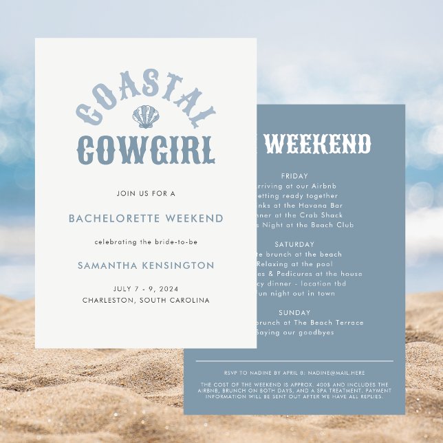 Modern Nautical Blue Coast Cowgirl Bachelorette Einladung (Von Creator hochgeladen)