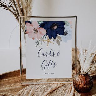 Modern Nautical   Floral Cards and Gifts Sign Poster