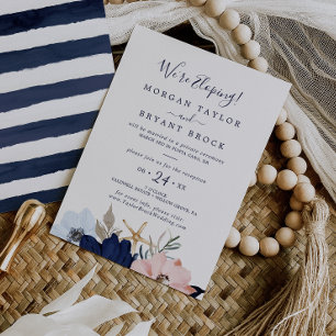 Modern Nautical   Florale Elopement-Empfangsfeier Einladung