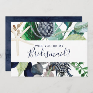Modern Nautical Greenery Bridesmaid Vorschlag Card Einladung