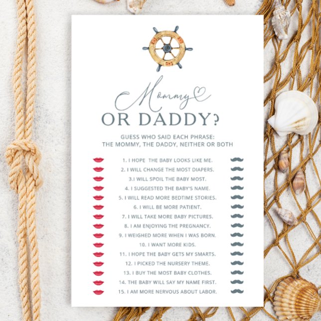 Modern Nautical Mommy oder Daddy Baby Shower Game (Von Creator hochgeladen)