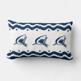 Modern Nautical Navy Blue and White Shark Lendenkissen