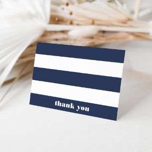 Modern Nautical Navy & White Strike Vielen Dank Dankeskarte