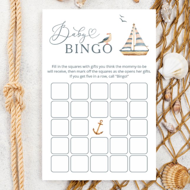 Modern Nautical Sailboat Baby Showspiel BINGO Flyer (Von Creator hochgeladen)