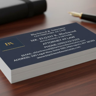 Modern Navy and Gold Law Firm Business Card Visitenkarte
