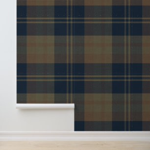 Modern Navy and Tan Japandi Plaid Tapete