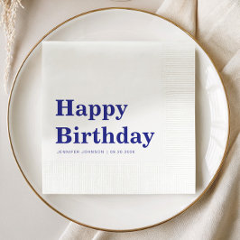 Modern Navy Blue Birthday Serviette