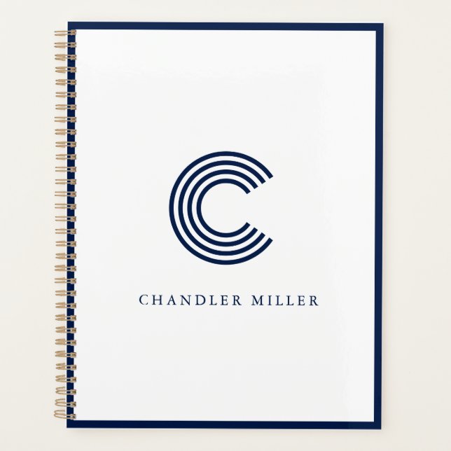 Modern Navy Blue Border Custom Stationery Planer (Vorderseite)