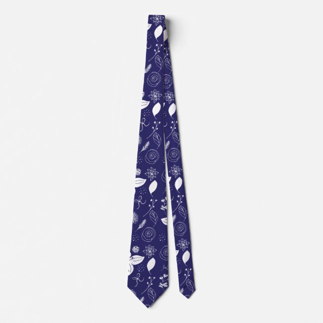 Modern Navy Blue Christmas Krawatte (Vorderseite)