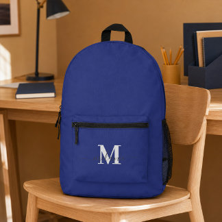 Modern Navy Blue Custom Monogram Name Bedruckter Rucksack