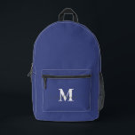 Modern Navy Blue Custom Monogram Name Bedruckter Rucksack<br><div class="desc">Modern Navy Blue Custom Monogram Name Printed Backpack</div>