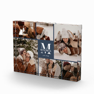 Modern Navy Blue Family Foto Collage Keepake