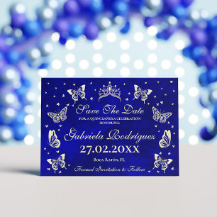 Modern Navy Blue Gold 15. Geburtstag Quinceañera Save The Date