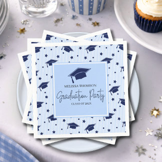 Modern Navy Blue Graduation Celebration Party  Serviette