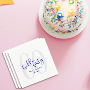 Modern Navy Blue Hallo Sechzig Geburtstag Napkins Serviette