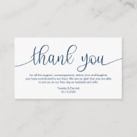Modern Navy Blue Hand Lettered, Wedding Danke