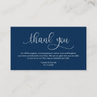 Modern Navy Blue Hand Lettered, Wedding Danke