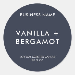 Modern Navy Blue Minimalistisch Candle Label Runder Aufkleber