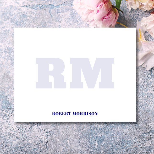 Modern Navy Blue Monogram Stationery Note Card Einladung (Von Creator hochgeladen)
