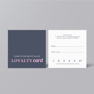 Modern Navy Blue Pink Beauty Loyalty Card Treuekarte