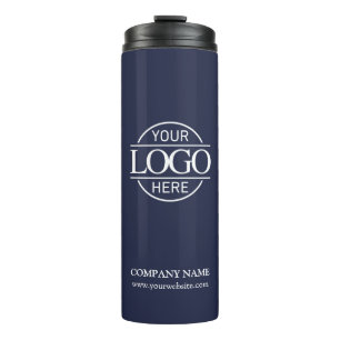 Modern Navy Blue Promotions Company Logo Thermosbecher