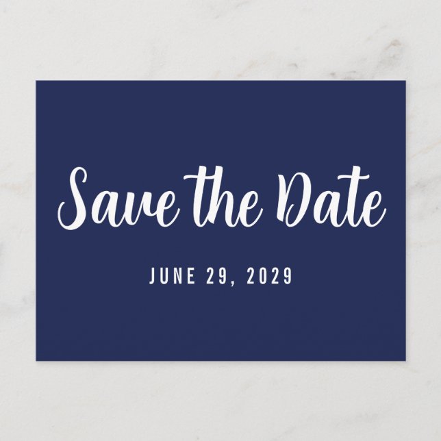 Modern Navy Blue Save The Date Postcard Ankündigungspostkarte (Vorderseite)